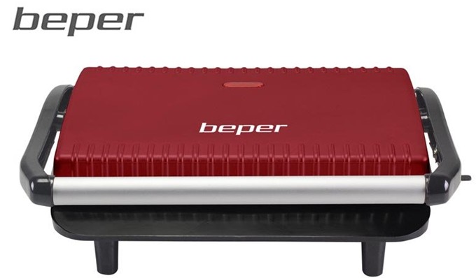 BEPP101TOS002  SANDWICHERA TIPO GRILL BEPER ROJA ACERO 850W