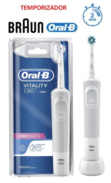 BRAD100413.1  CEPILLO DENTAL BRAUN ORAL-B VITALITY 100 SENS BLISTER BLANCO