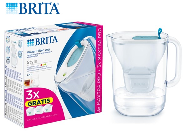 BRI1051127  JARRA BRITA STYLE AZUL 2.4 LITROS 3 FILTROS MAXTRA PRO