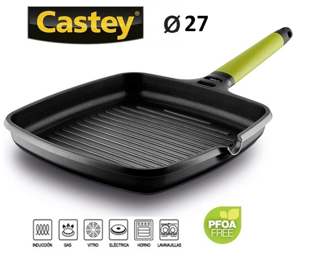 CSTF3-IG27  SARTÉN GRILL INDUCTION MANGO DESMONTABLE KIWI CASTEY 27CM