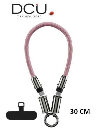 DCU34154062  CABLE CORDÓN DCU USB TIPO C- USB TIPO C 30CM ROSA TRENZADO