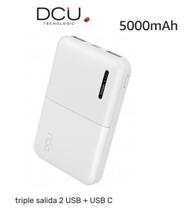 DCU34155002  POWER BANK DCU 5000 mAh TRIPLE SALIDA 2 USB + USB C