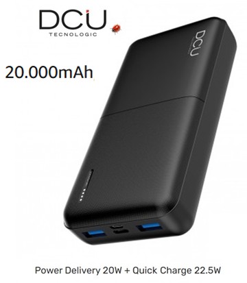 DCU34155021  POWER BANK DCU DOBLE USB 20000 mAh+PD+QC 22.5W