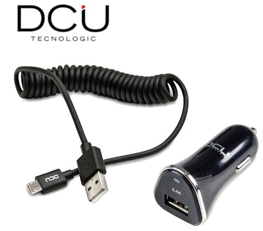 DCU36100505  ALIMENTADOR COCHE DCU 1xUSB 2.4A+CABLE MICRO-USB RIZADO