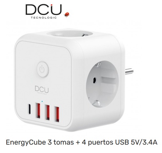 DCU37400120  LADRÓN DCU ENERGYCUBE 3TOMAS+ 4 USB 5V 3.4 A