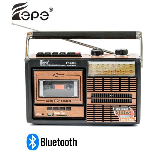 FEPFP319BT  RADIO CASSETTE FEPE MP3/USB/SD BLUETOOTH 4 BANDAS