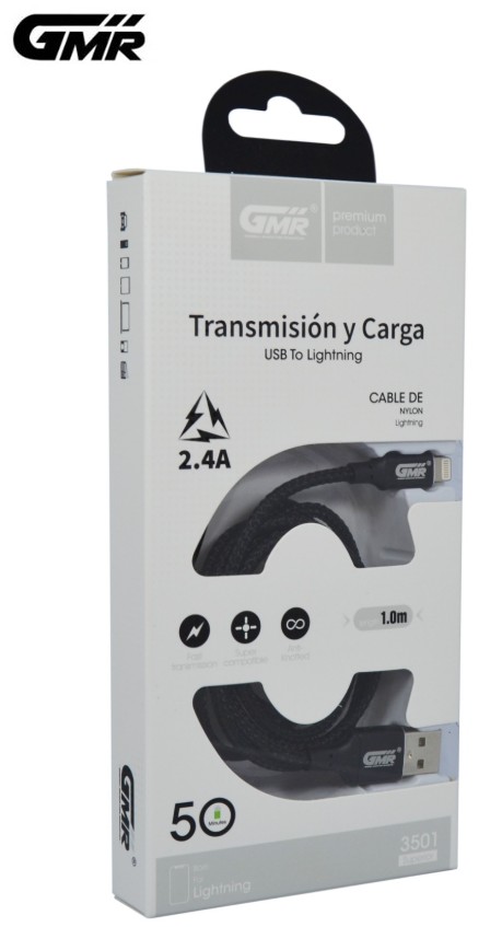 GMR3501  CABLE USB-LIGHTNING GMR NEGRO