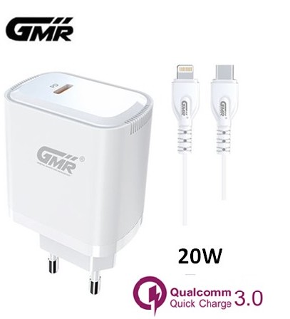 GMRCH2101  ALIMENTADOR GMR TIPO C 20W +CABLE TIPO C A LIGHTNING