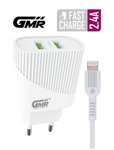 GMRCH2501  ALIMENTADOR GMR 2XUSB LIGHTNING 2.4A.