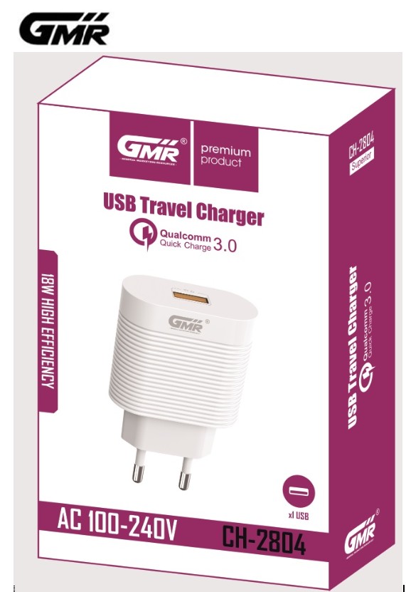 GMRCH2804  ALIMENTADOR USB GMR 3A. QUICK CHARGE