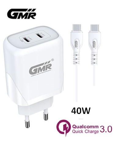 GMRCH3103  ALIMENTADOR GMR 2XTIPO C 40W + CABLE TIPO C A C