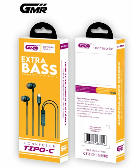 GMREA6033  AURICULAR BOTÓN TIPO C GMR SILICONA IMÁN CON MICRO