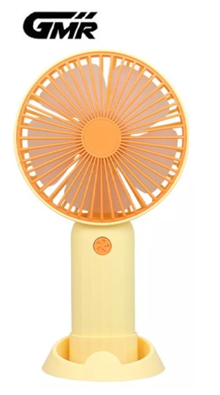 GMRVT1355AM  VENTILADOR DE MANO GMR RECARGABLE SOPORTE MÓVIL AMARILLO