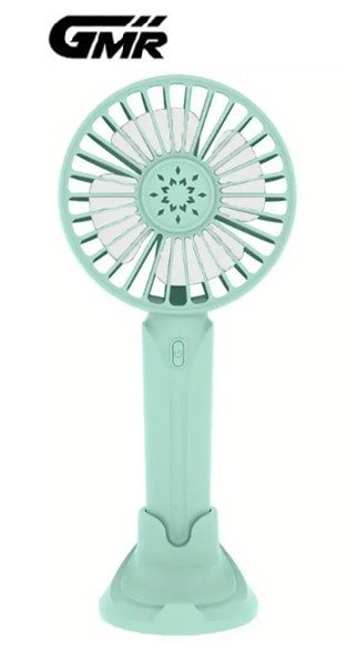 GMRVT1356VE  VENTILADOR DE MANO GMR RECARGABLE SOPORTE MÓVIL VERDE