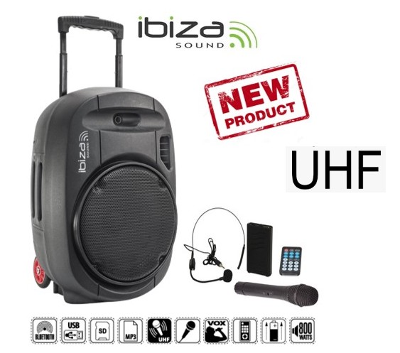 IBI172613  ALTAVOZ PORTÁTIL IBIZA PORT15 UHF BT-MKII