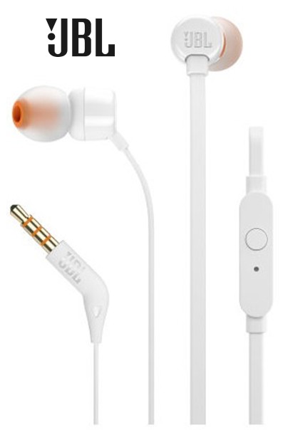 JBLT110BL  AURICULAR BOTÓN JBL CON MICRO BLANCO