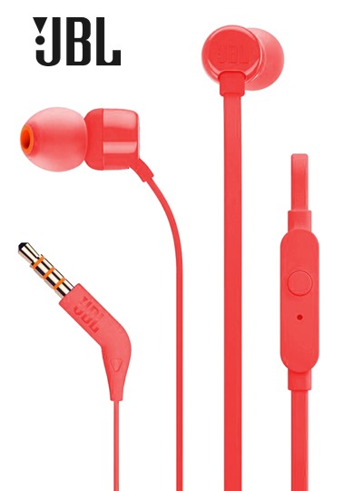 JBLT110RJ  AURICULAR BOTÓN JBL CON MICRO ROJO
