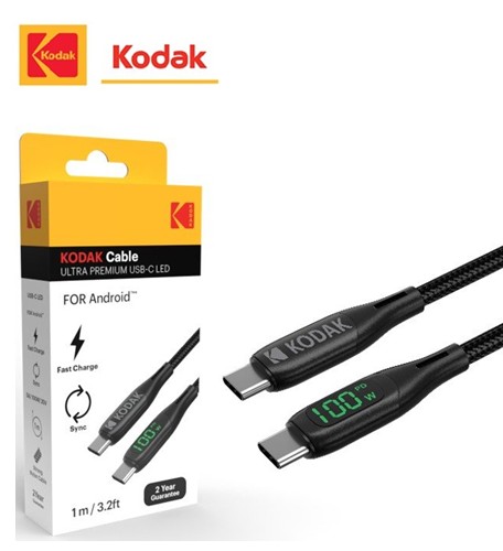 KOD30425903  CABLE KODAK USB C - USB C PANTALLA LED 1M