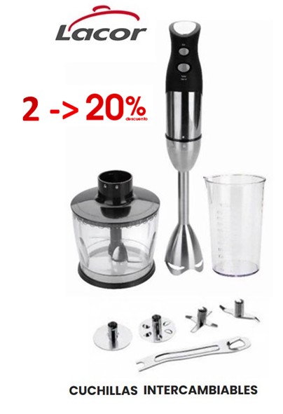 LAC61671  BATIDORA LACOR 700W + PICADORA CUCHILLAS INTERCAMBIABLES