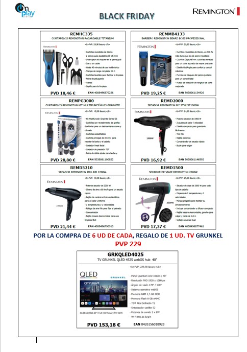 OFERTA5/25  OFERTAS Y LOTES - REMINGTON  - REGALO TV 40"