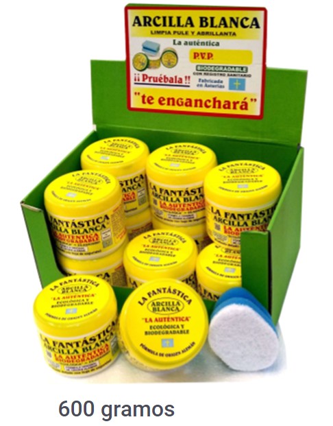 ONPEXP9479  EXPOSITOR TARROS ARCILLA BLANCA 600GR(12uds.)