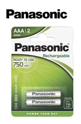 PANLR03RE  PILA RECARGAB LR03 PANASONIC x 2 (750 mAh) (CAJA 12)