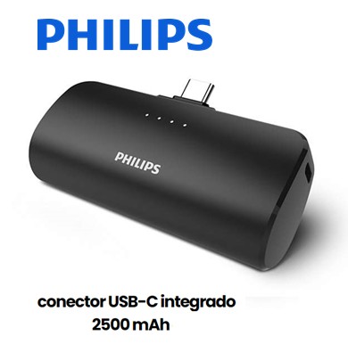 PHIDLP2510C  POWER BANK PHILIPS USB C 2500 mAh NEGRO