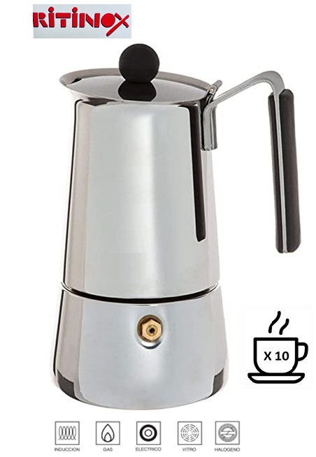 RIT170110  CAFETERA ITALIANA RITINOX ACERO INOX.10 TAZAS