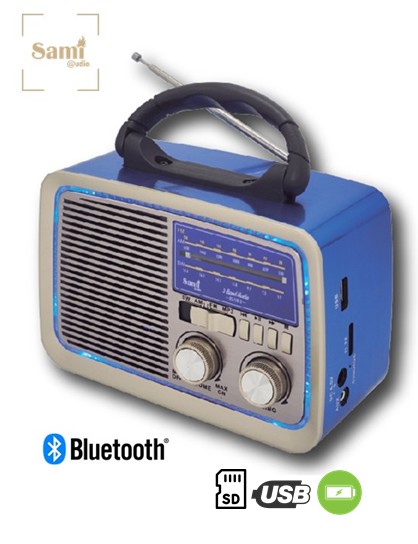 SAMRS11813AZ  RADIO SAMI VINTAGE 3 BANDAS AZUL METALIZADO