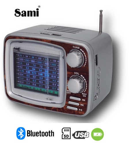SAMRS11823PL  RADIO SAMI VINTAGE 8 BANDAS PLATA