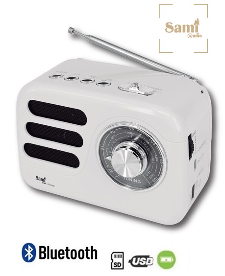 SAMRS11840  RADIO SAMI 3 BANDAS VINTAGE BLANCA