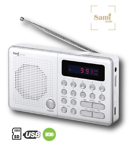 SAMRS12105BL  RADIO PORTÁTIL SAMI FM DIGITAL RECARGABLE BLANCA