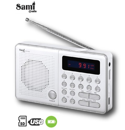 SAMRS12105BL  RADIO PORTÁTIL SAMI FM DIGITAL RECARGABLE BLANCA