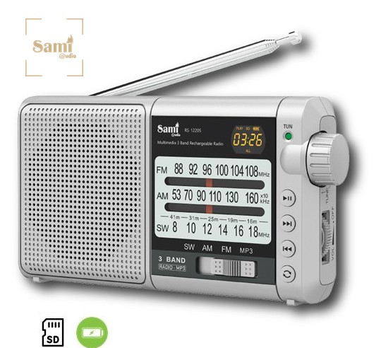 SAMRS12205  RADIO SAMI PORTÁTIL 3 BANDAS BATERÍA
