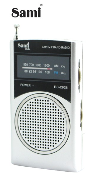 SAMRS2926PL  RADIO BOLSILLO SAMI VERTICAL 2 BANDAS PLATA