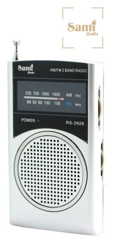 SAMRS2926PL  RADIO BOLSILLO SAMI VERTICAL 2 BANDAS PLATA