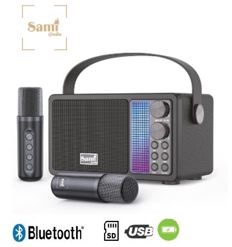 SAMRS986NG  ALTAVOZ BLUETOOTH SAMI KARAOKE C/ 2 MICROS NEGRO