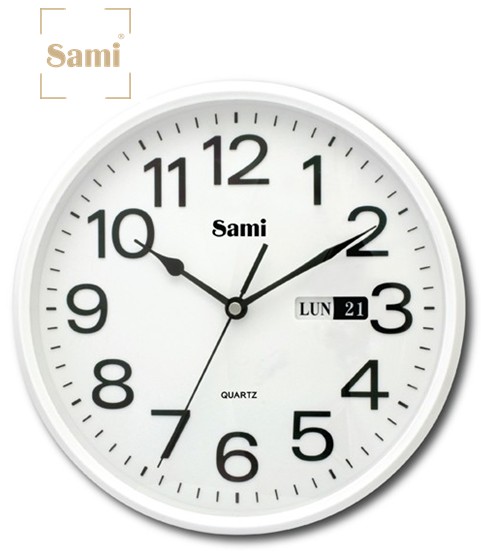 SAMRSP11607  RELOJ DE PARED SAMI REDONDO BLANCO CALENDARIO