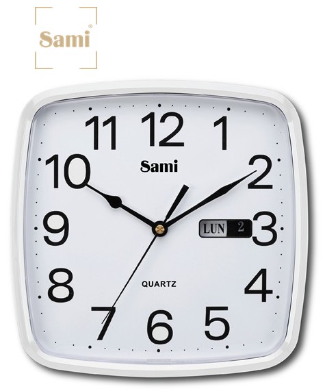SAMRSP11608  RELOJ DE PARED SAMI CUADRADO BLANCO CALENDARIO