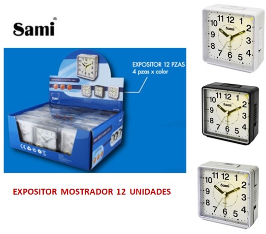 SAMS9998EXP.  DESPERTADOR SAMI COLORES SURTIDOS EXP.12 UND.