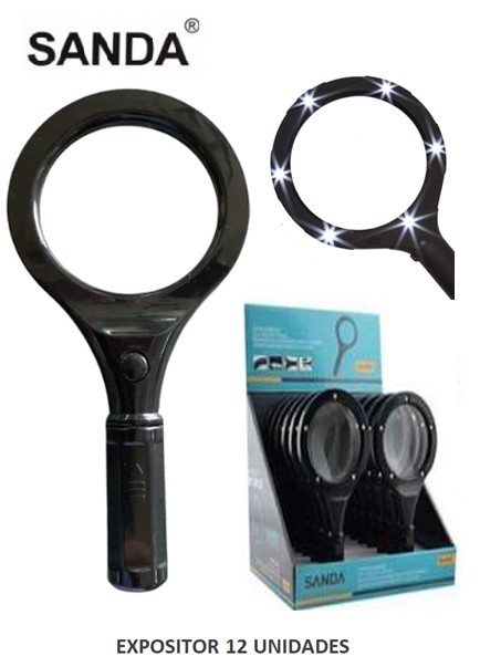 SANSD4703  LUPA CON LUZ LED SANDA (EXPOSITOR 12UD.)