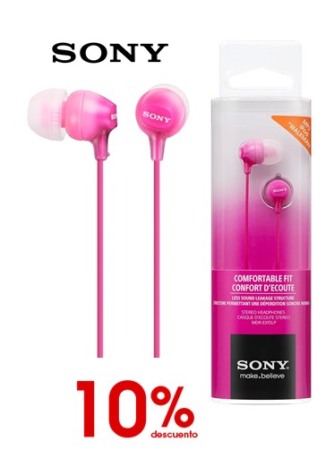 SONMDREX15RS  AURICULAR SONY BOTÓN SILICONA ROSA