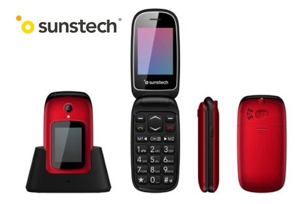 SUNCELT22RJ  TELÉFONO MÓVIL SUNSTECH BASE DE CARGA ROJO