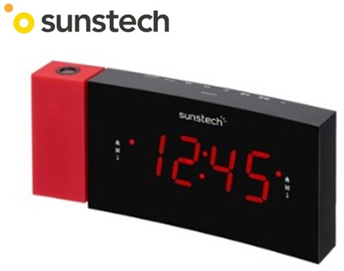 SUNFRDP3RJ  RADIO RELOJ DESPERTADOR SUNSTECH ROJO